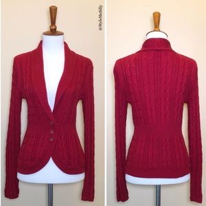 Croft & Barrow red cable knit cardigan sweater